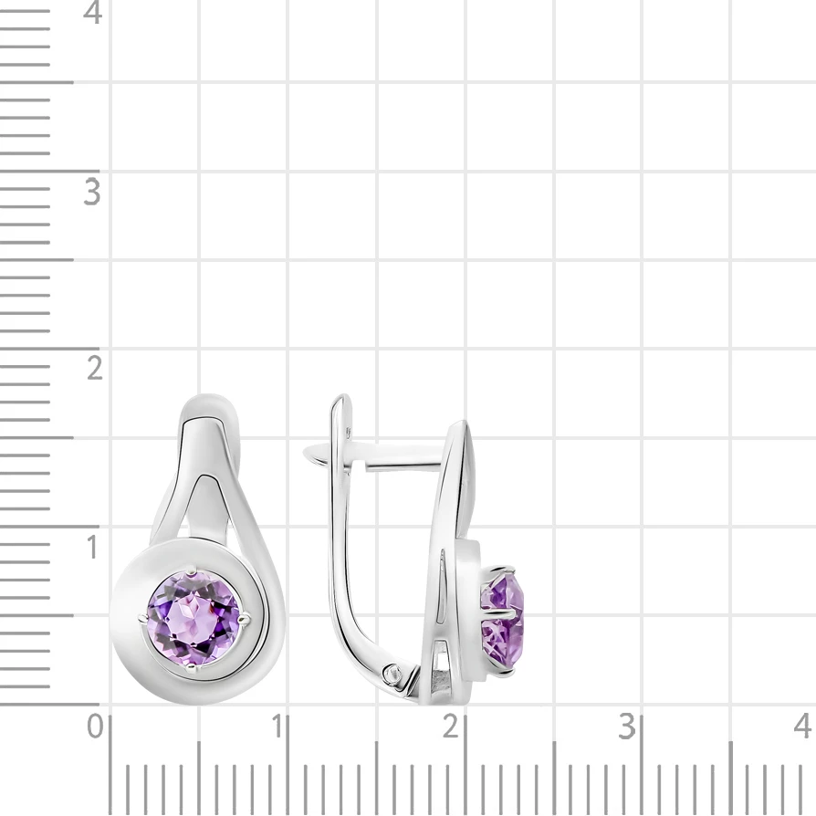 Серьги с аметистами из серебра 925 пробы 2