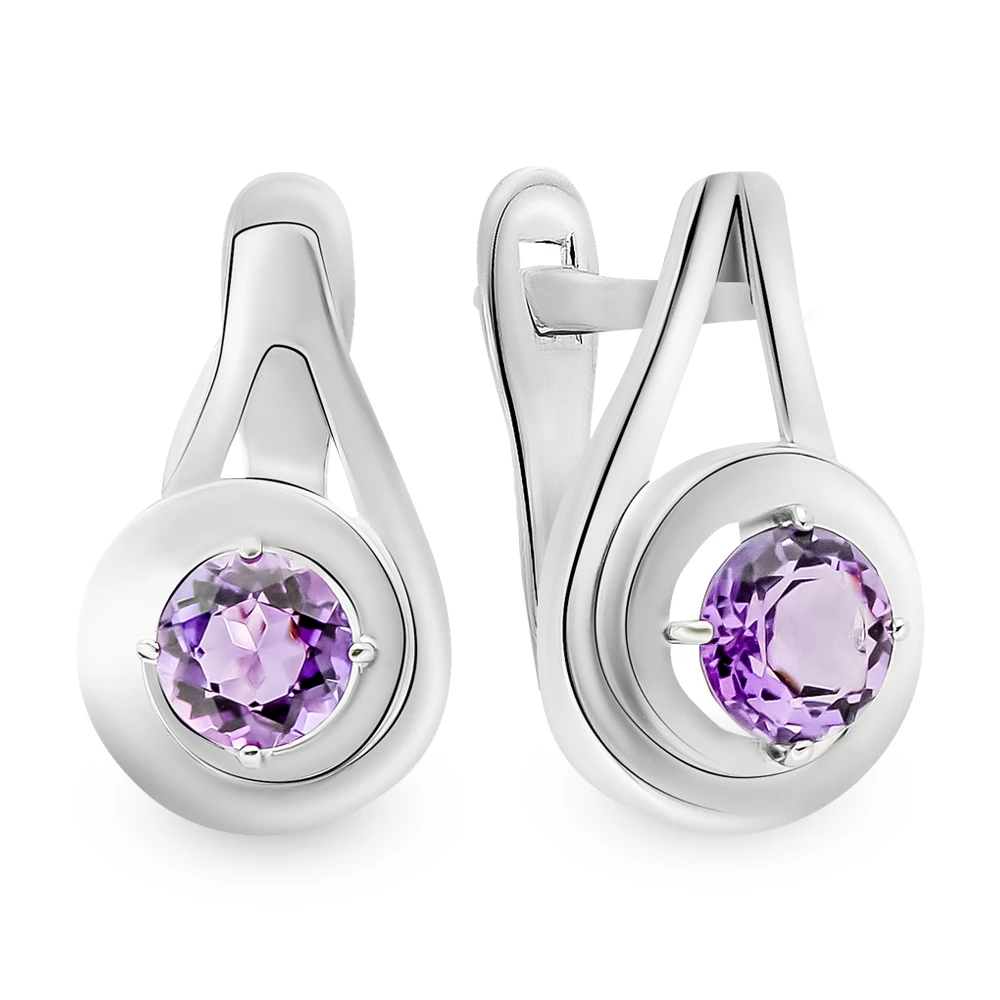 Серьги с аметистами из серебра 925 пробы 1