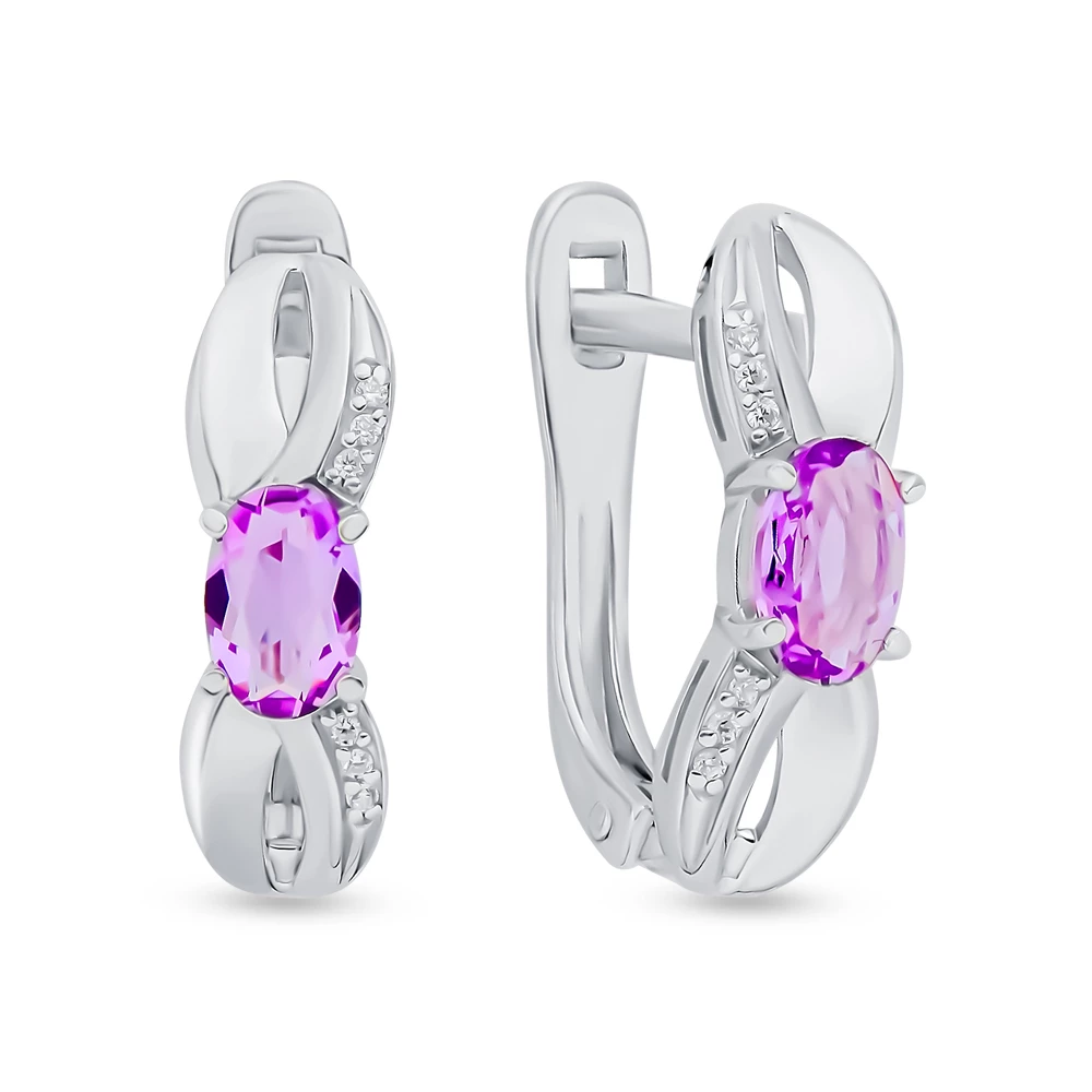Серьги с аметистами из серебра 925 пробы 1
