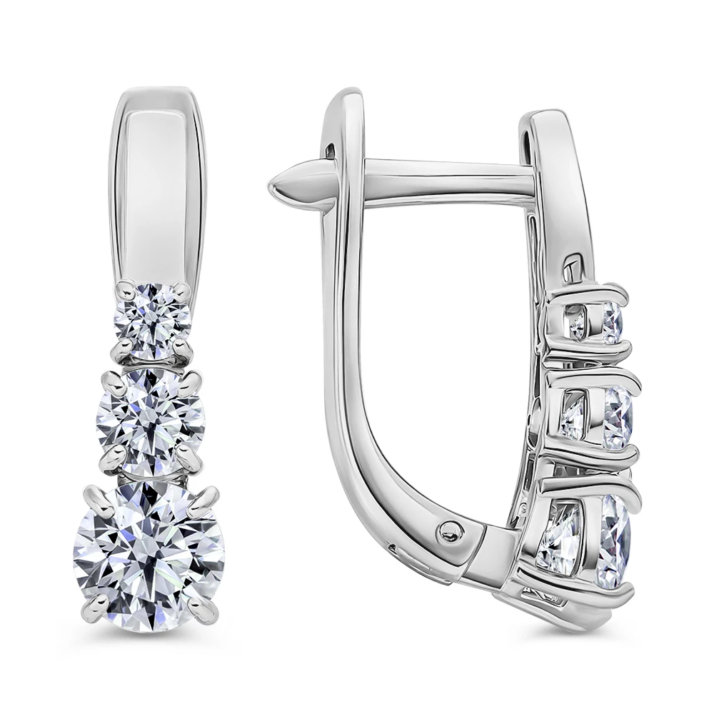 Серьги с фианитами из серебра 925 пробы