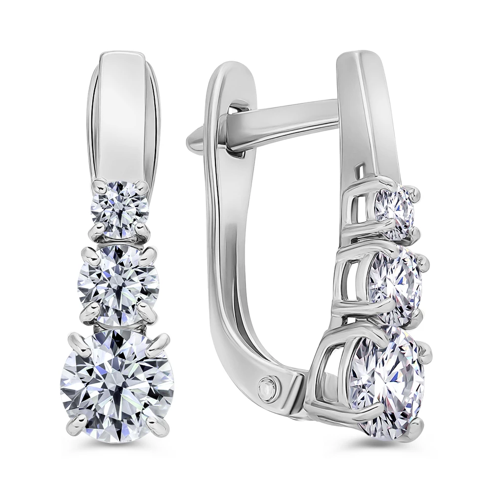 Серьги с фианитами из серебра 925 пробы