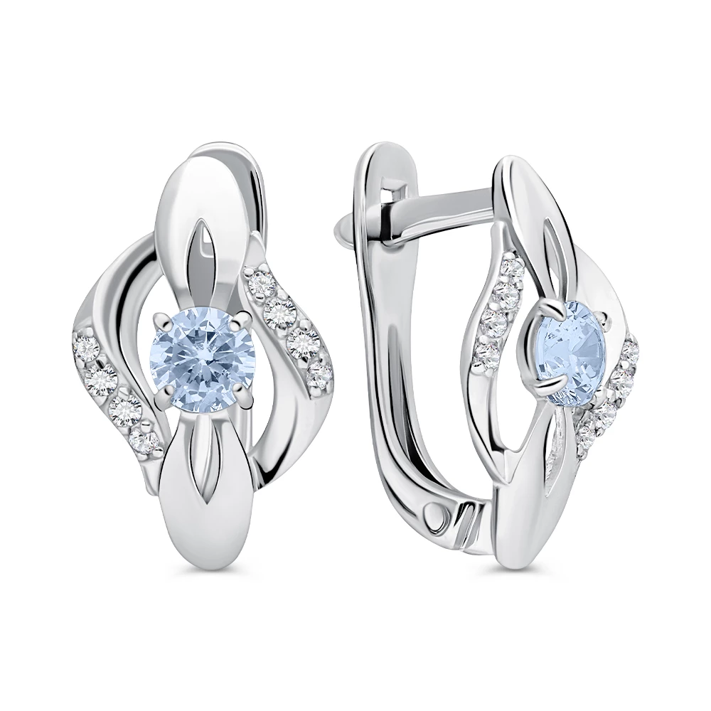Серьги с фианитами из серебра 925 пробы