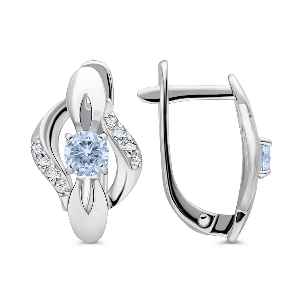 Серьги с фианитами из серебра 925 пробы
