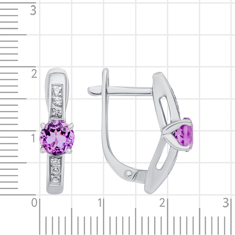 Серьги с аметистами из серебра 925 пробы 2