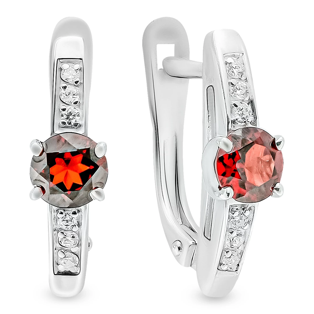 Серьги с гранатами из серебра 925 пробы 1