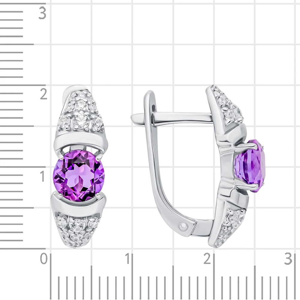 Серьги с аметистами из серебра 925 пробы 2