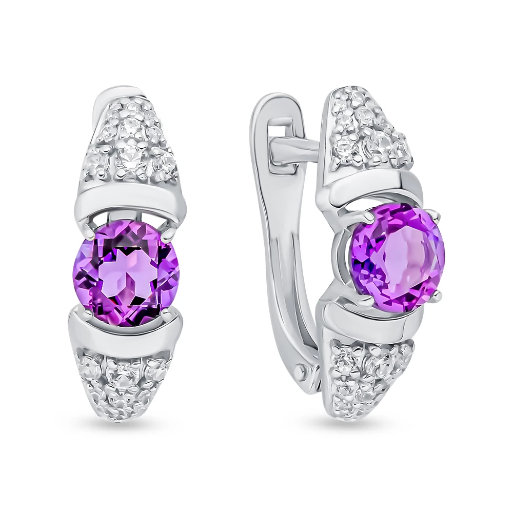 Серьги с аметистами из серебра 925 пробы 1