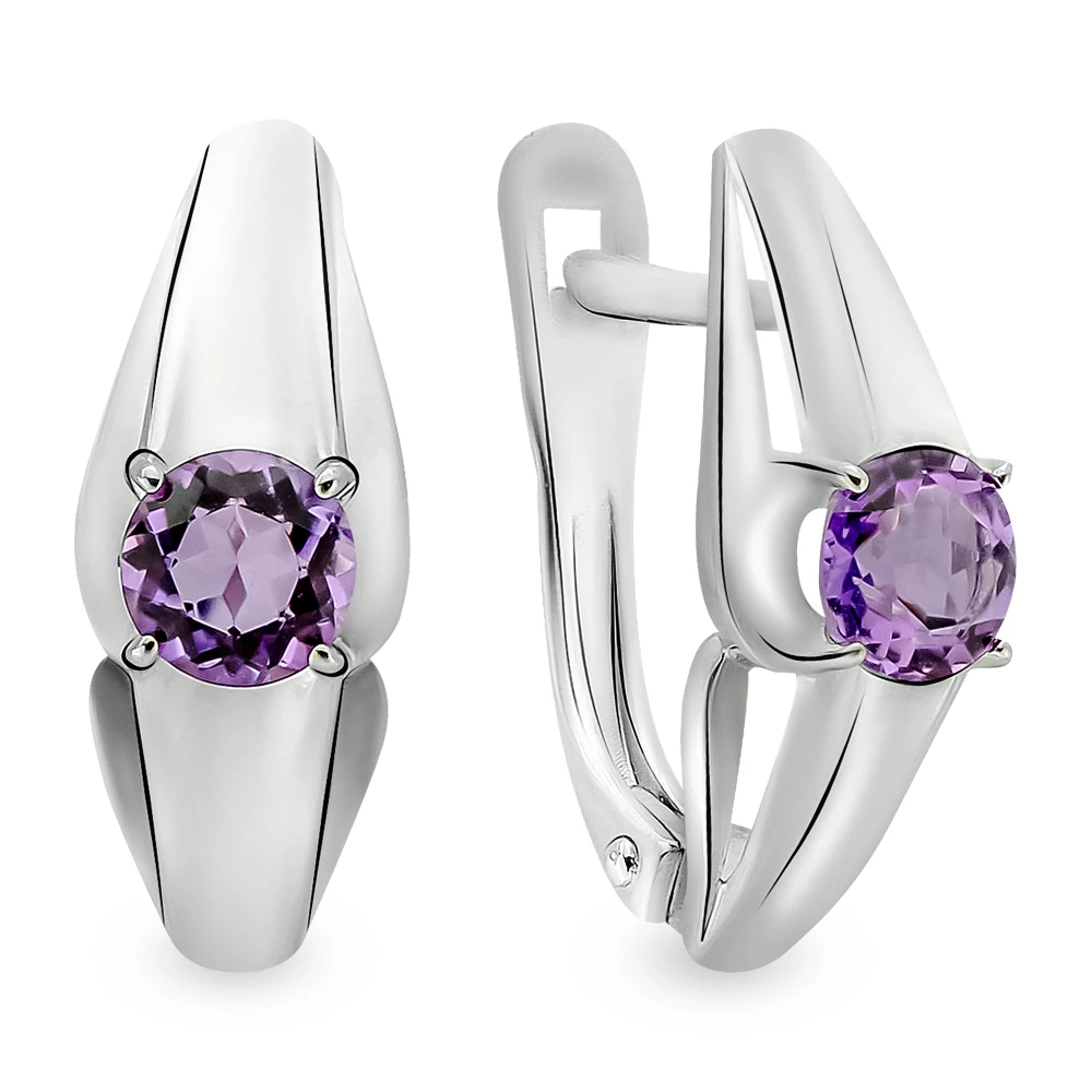 Серьги с аметистами из серебра 925 пробы 1