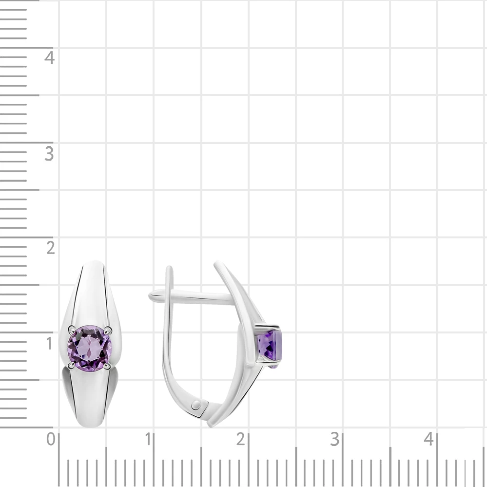 Серьги с аметистами из серебра 925 пробы 2