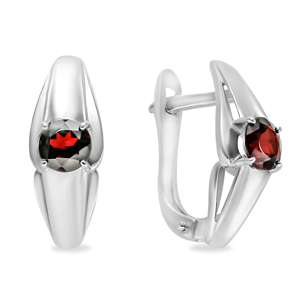 Серьги с гранатами из серебра 925 пробы 1