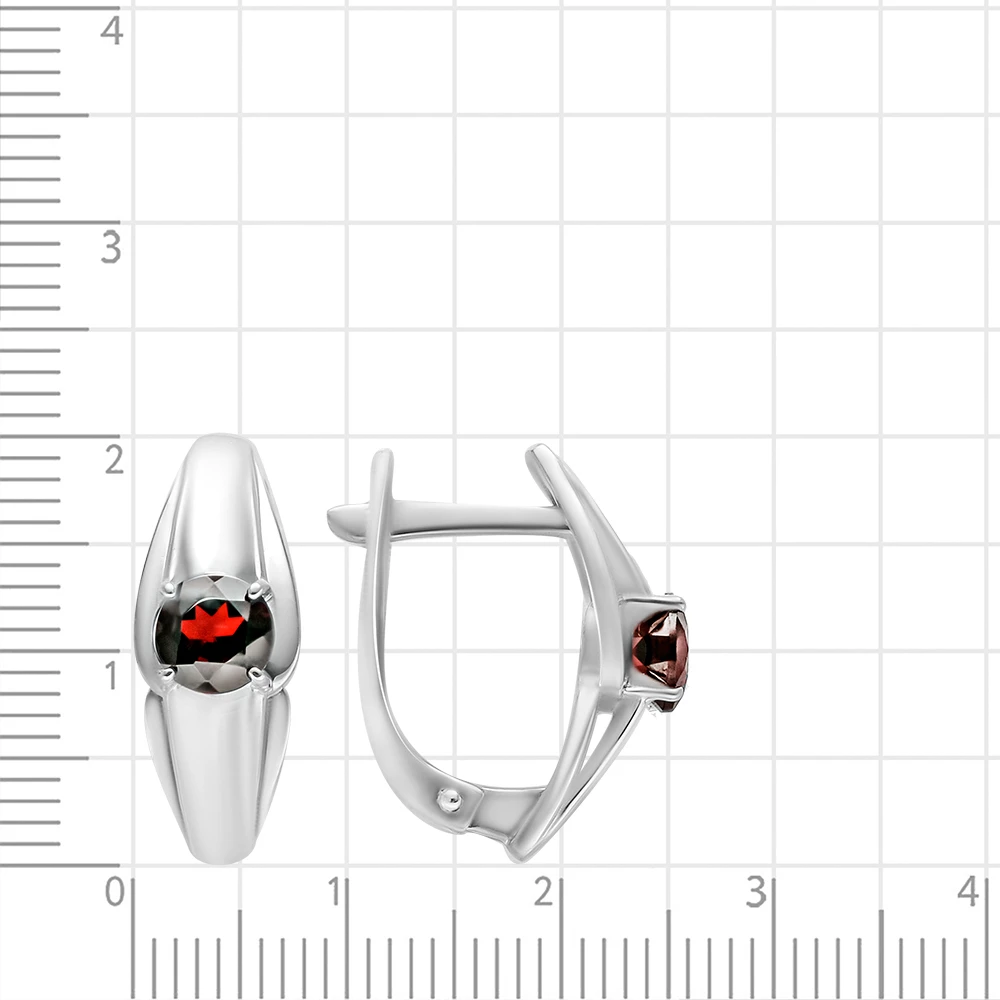 Серьги с гранатами из серебра 925 пробы 2
