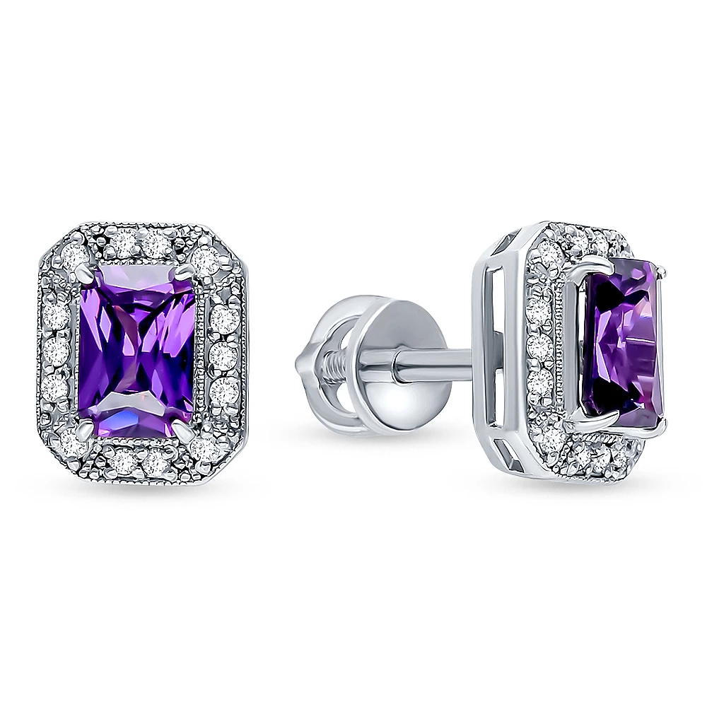 Серьги с фианитами из серебра 925 пробы 1