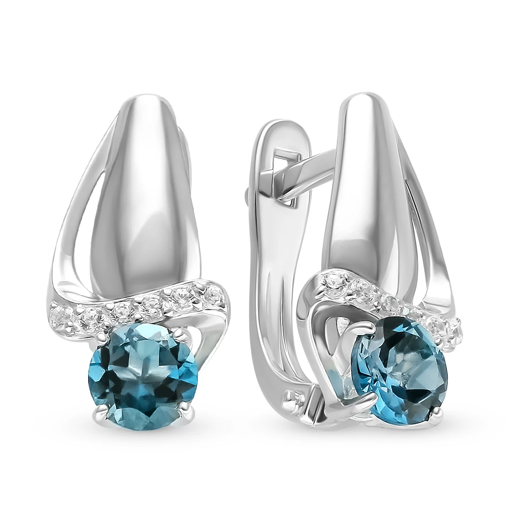 Серьги с топазами из серебра 925 пробы 1