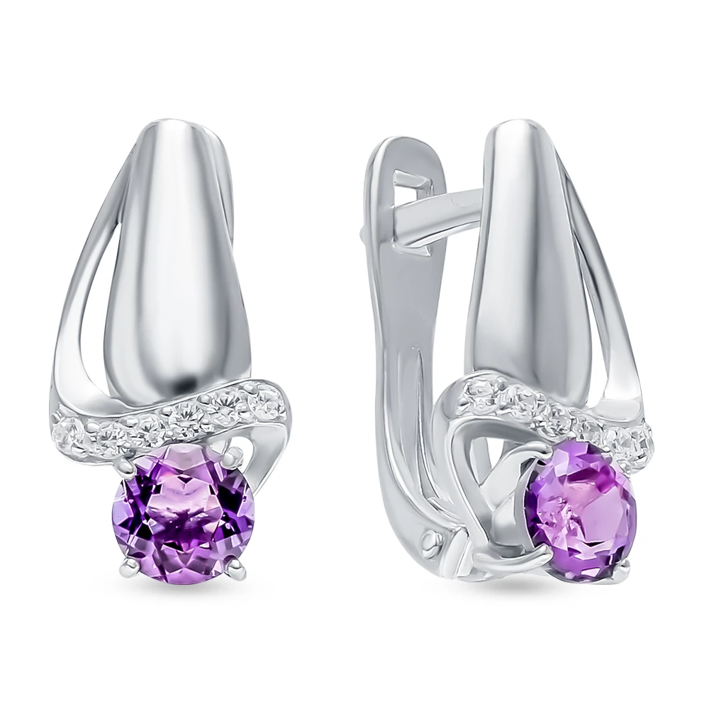 Серьги с аметистами из серебра 925 пробы 1