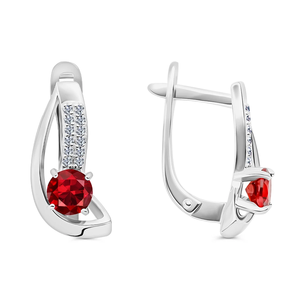Серьги с гранатами из серебра 925 пробы 2