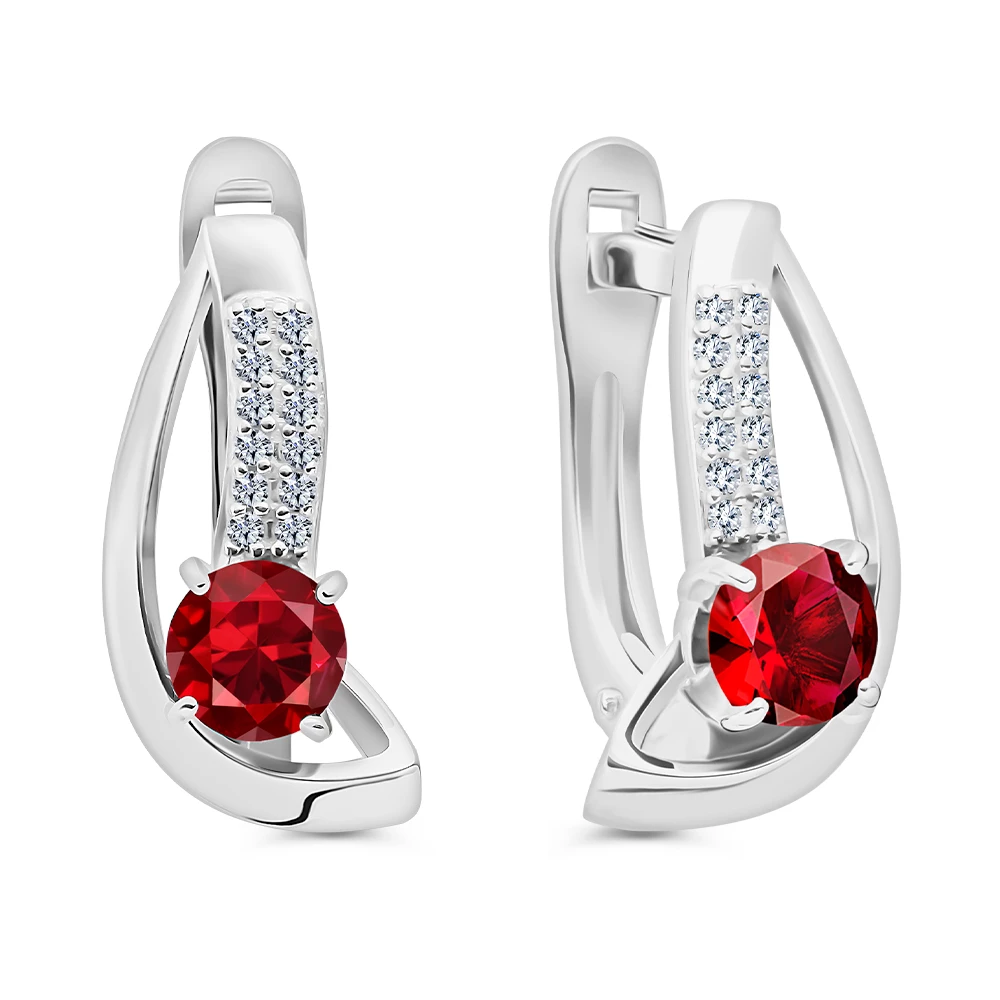 Серьги с гранатами из серебра 925 пробы 1