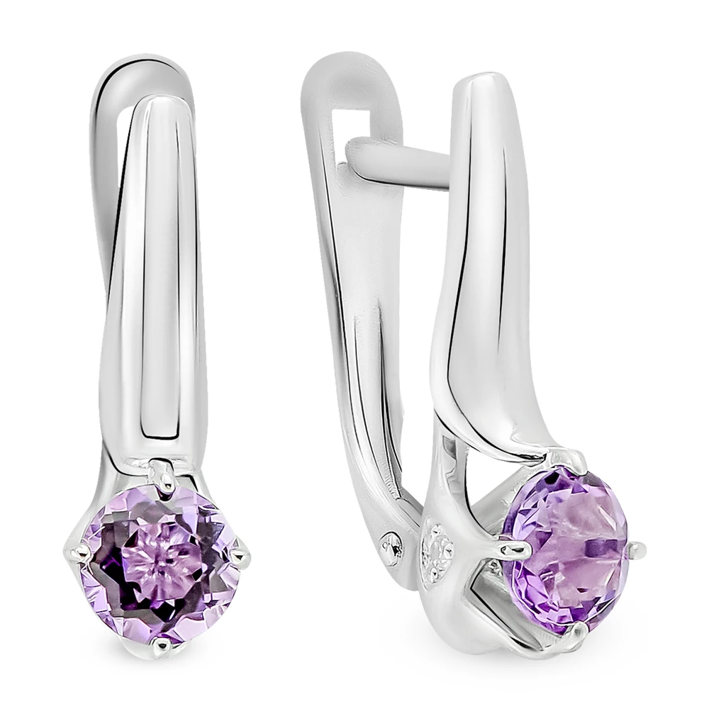 Серьги с аметистами из серебра 925 пробы 1