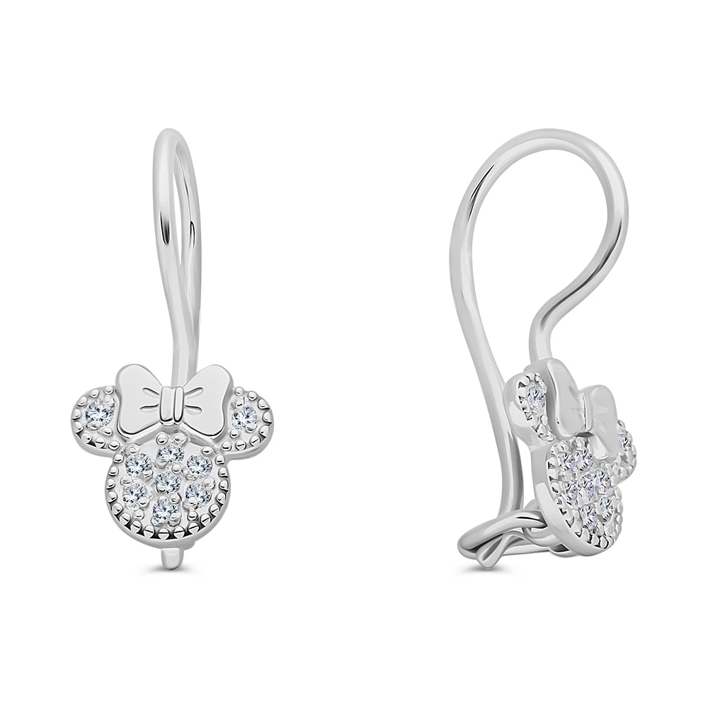 Серьги детские с фианитами из серебра 925 пробы