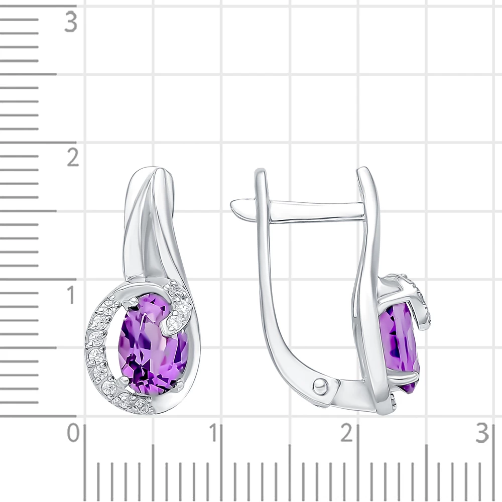 Серьги с аметистами из серебра 925 пробы 2