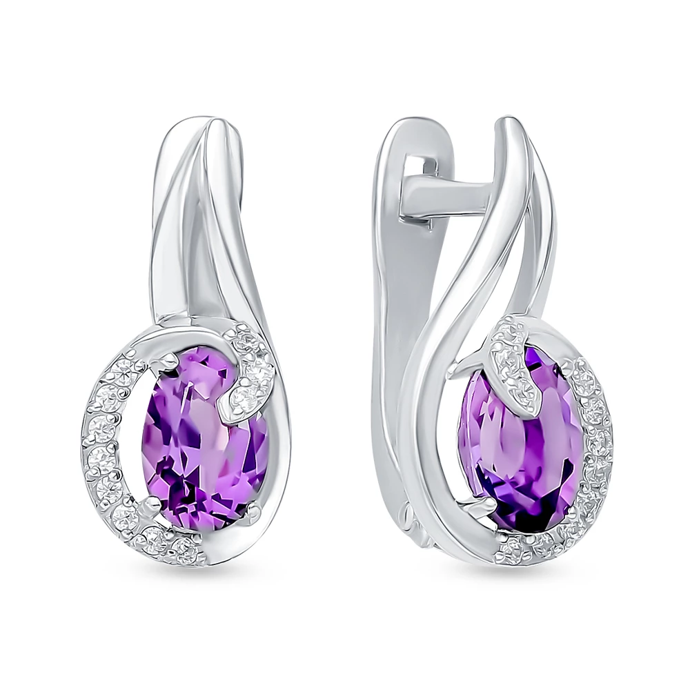 Серьги с аметистами из серебра 925 пробы 1