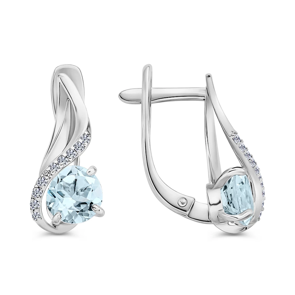 Серьги с топазами из серебра 925 пробы