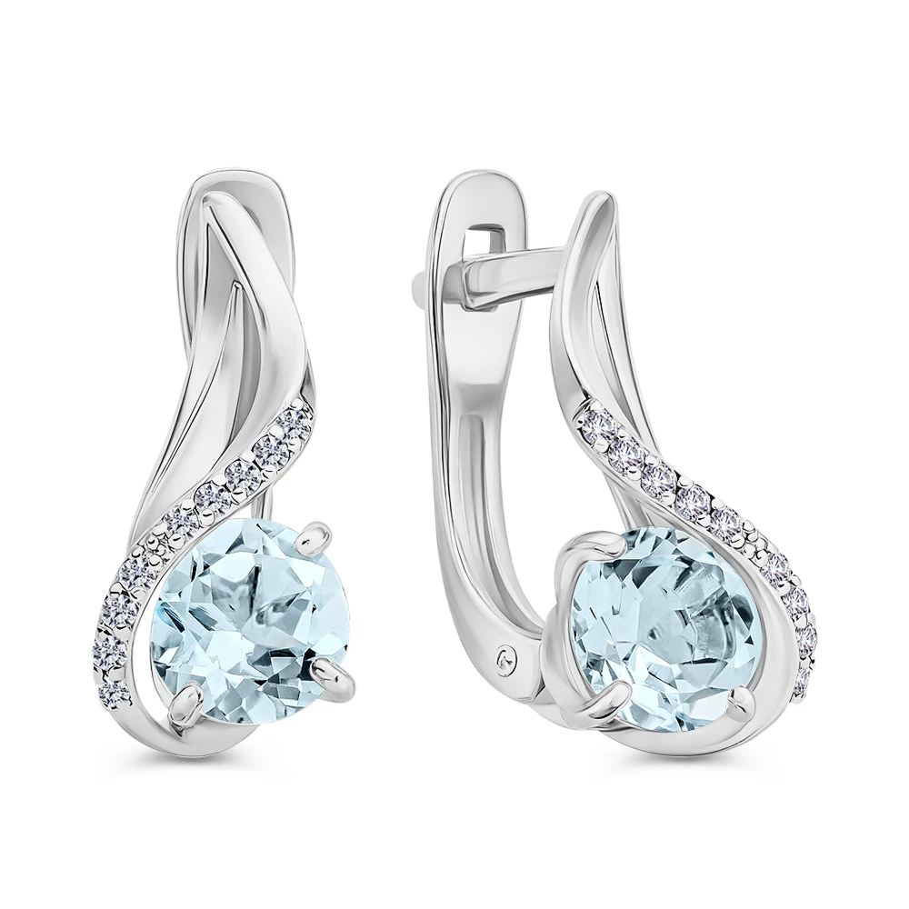 Серьги с топазами из серебра 925 пробы