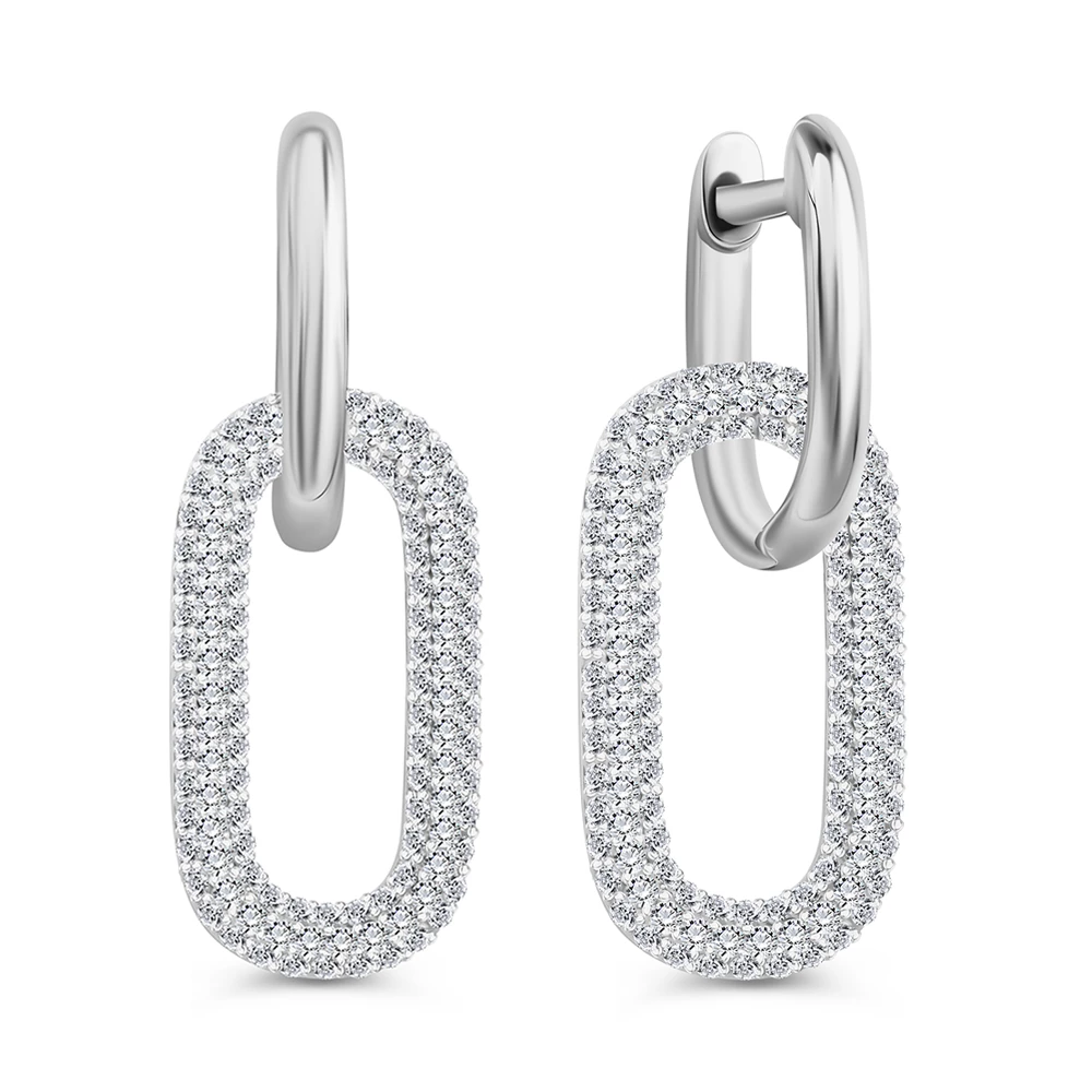 Серьги с фианитами из серебра 925 пробы