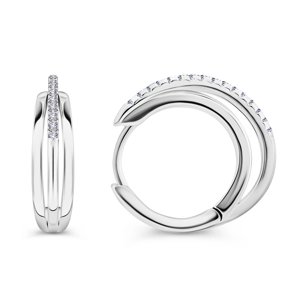Серьги с фианитами из серебра 925 пробы