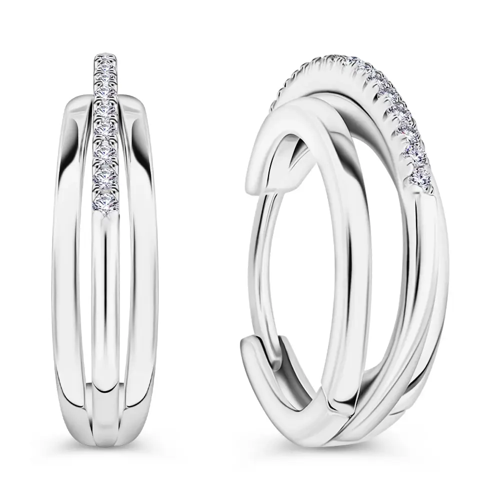 Серьги конго с фианитами из серебра 925 пробы 1
