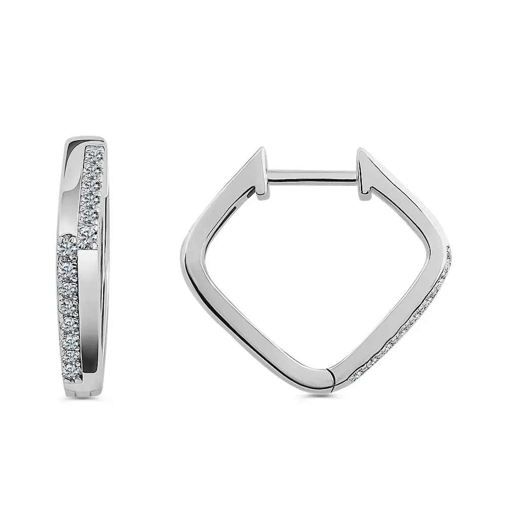 Серьги конго с фианитами из серебра 925 пробы 3