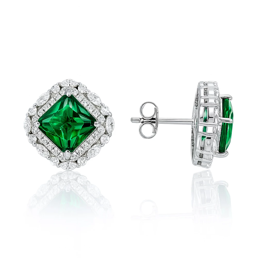 Серьги с фианитами из серебра 925 пробы