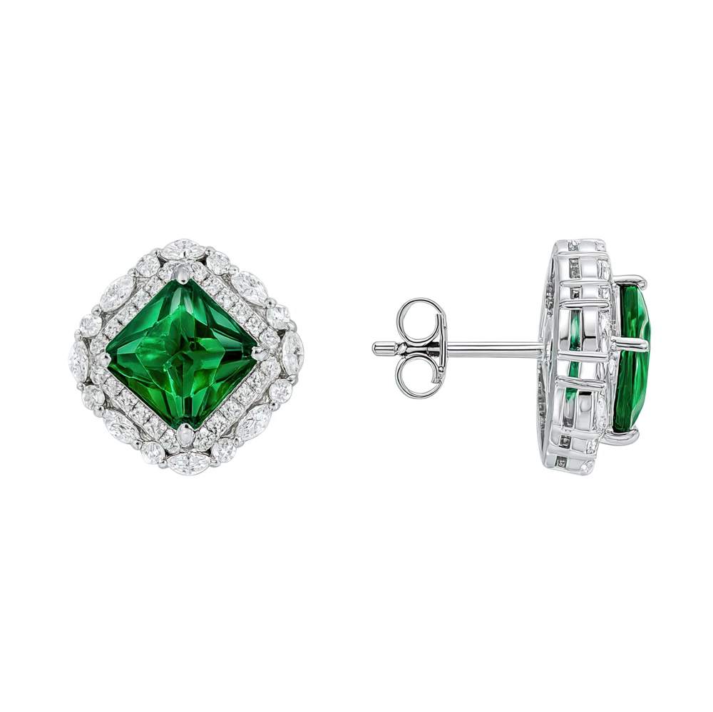 Серьги с фианитами из серебра 925 пробы