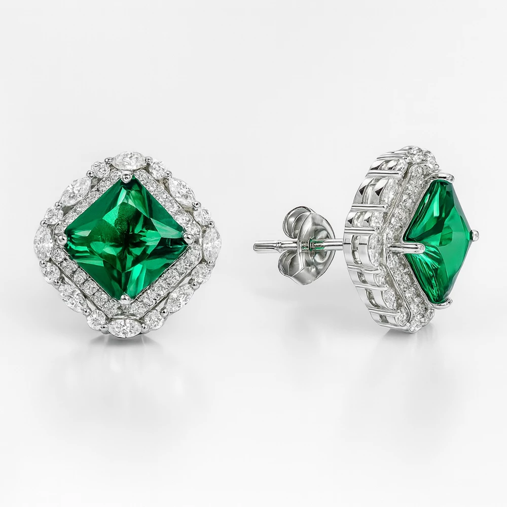 Серьги с фианитами из серебра 925 пробы