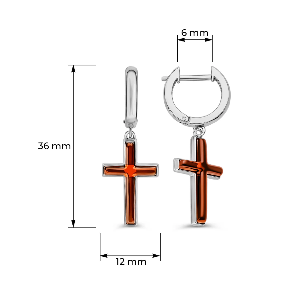Серьги с янтарем из серебра 925 пробы