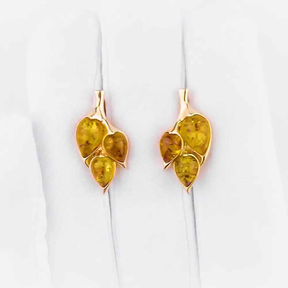 Серьги с янтарем из серебра 925 пробы 2