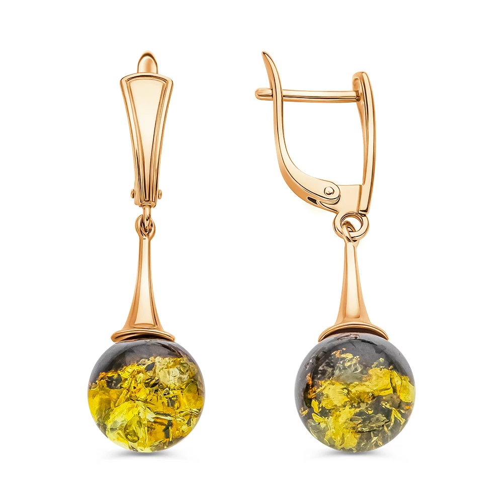 Серьги с янтарем из серебра 925 пробы