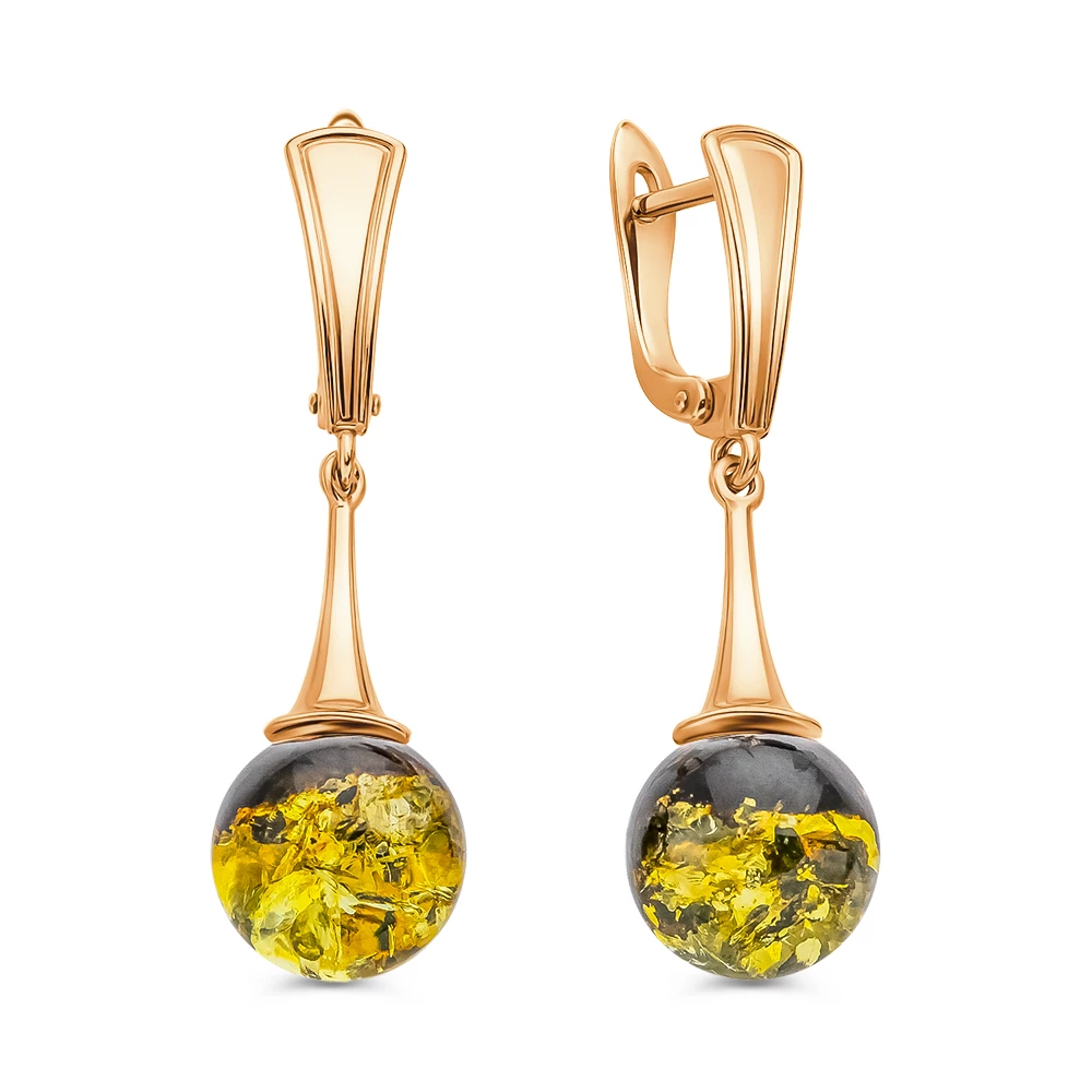 Серьги с янтарем из серебра 925 пробы