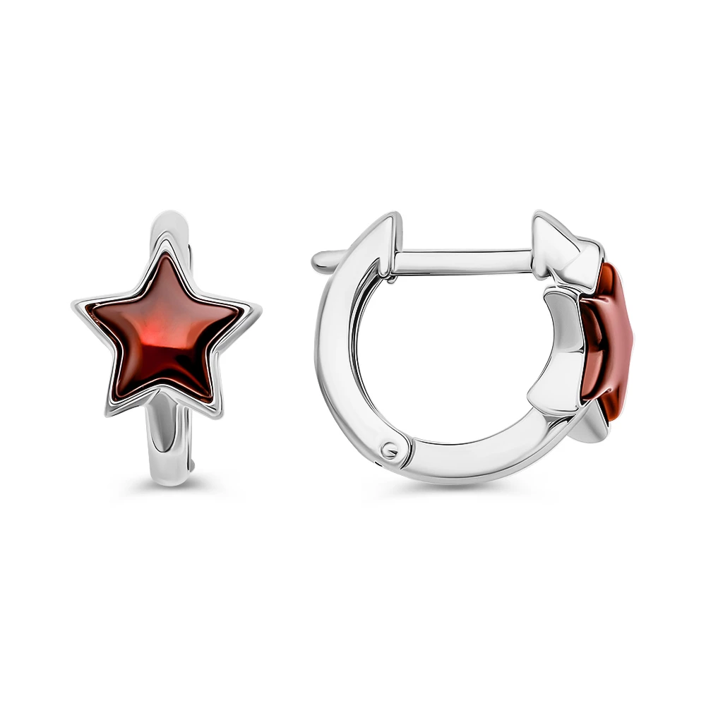 Серьги с янтарем из серебра 925 пробы