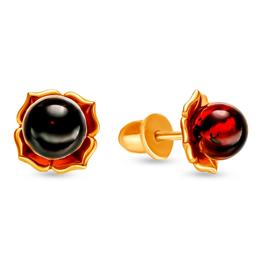 Серьги с янтарем из серебра 925 пробы 1