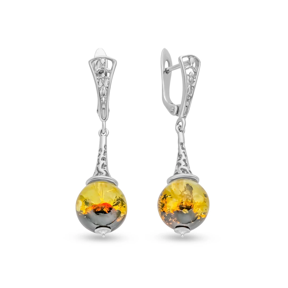 Серьги с янтарем из серебра 925 пробы 1