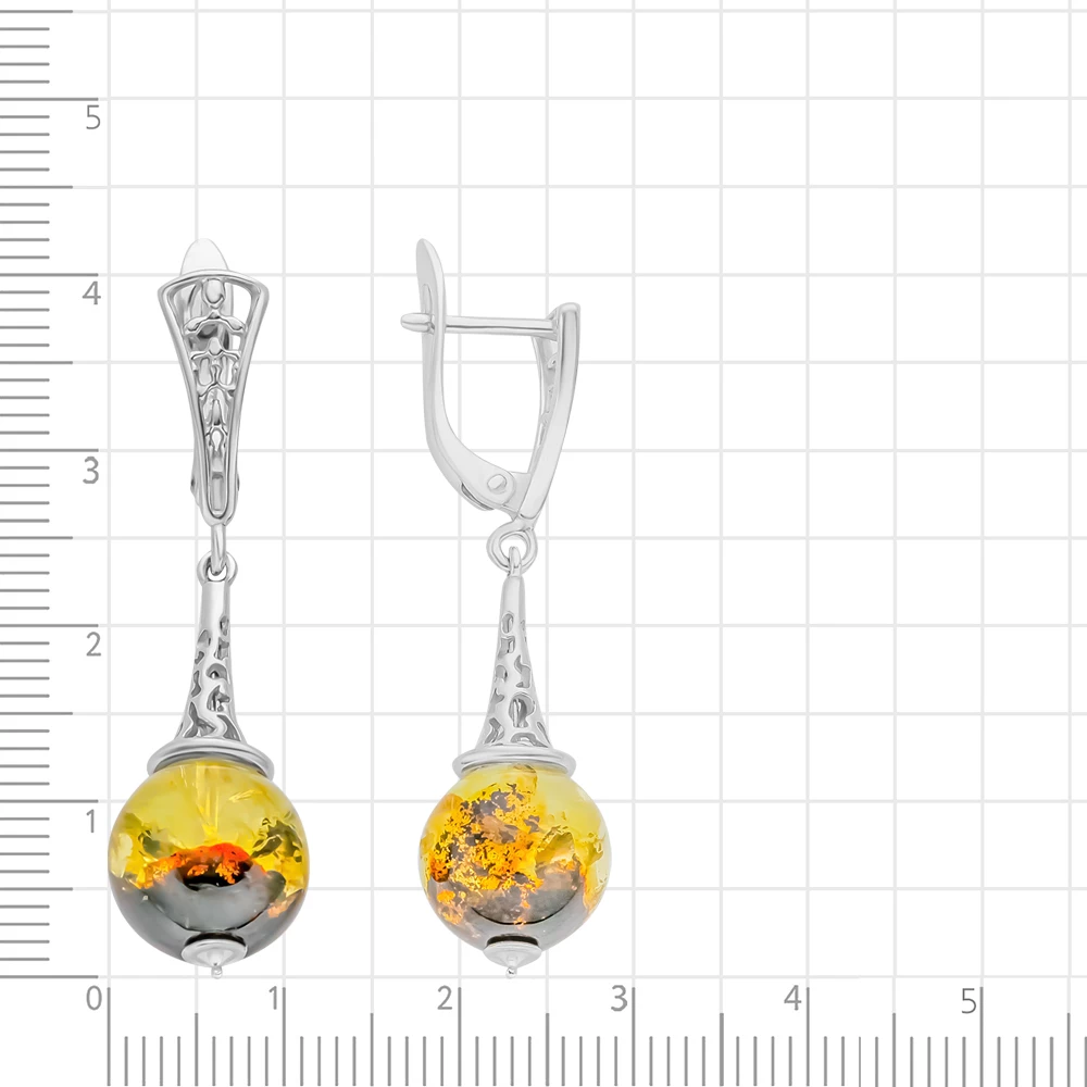 Серьги с янтарем из серебра 925 пробы 2