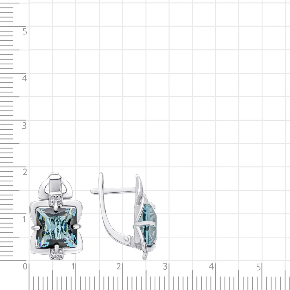 Серьги с ювелирным кристаллом и фианитами из серебра 925 пробы 2