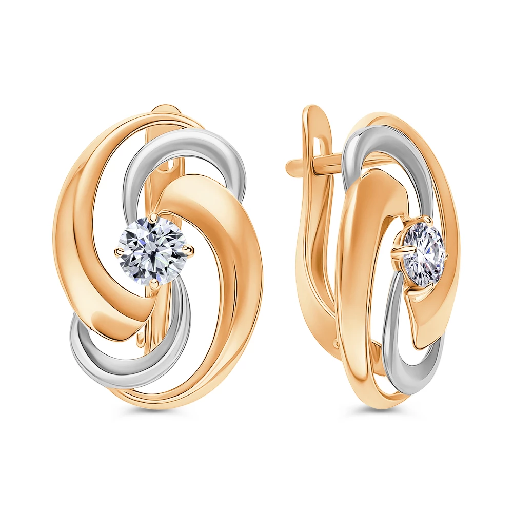 Серьги с фианитами из серебра 925 пробы