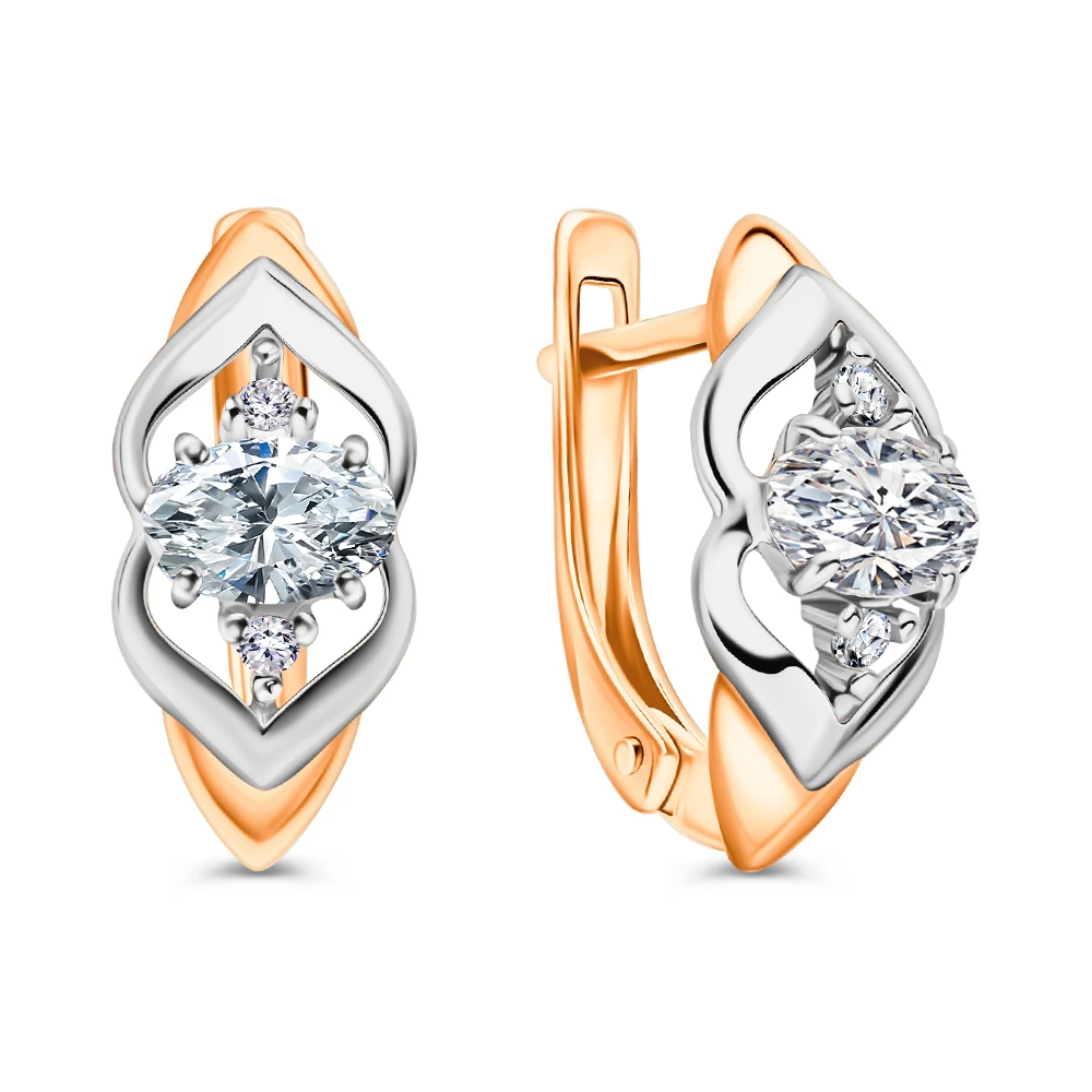 Серьги с фианитами из серебра 925 пробы
