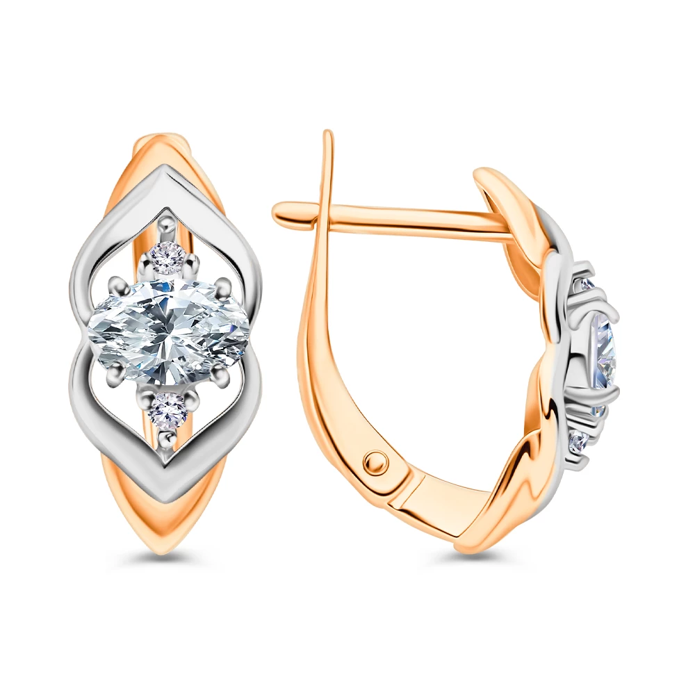 Серьги с фианитами из серебра 925 пробы