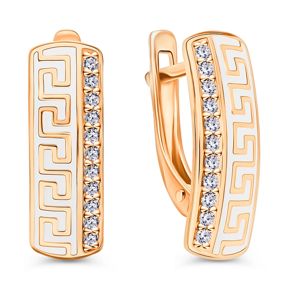 Серьги с фианитами из серебра 925 пробы