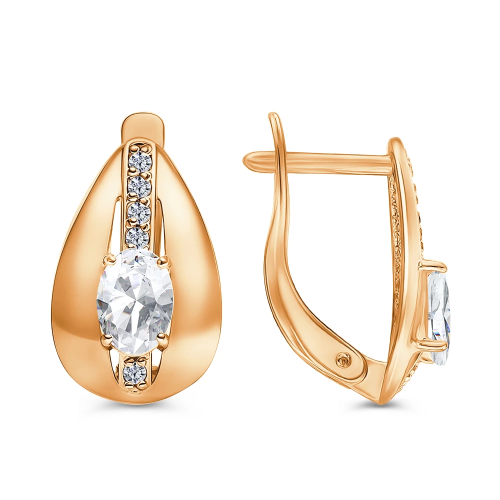 Серьги с фианитами из серебра 925 пробы