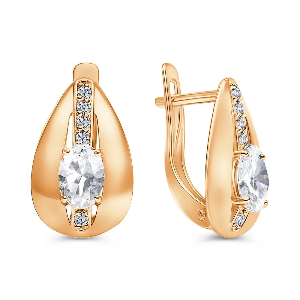 Серьги с фианитами из серебра 925 пробы