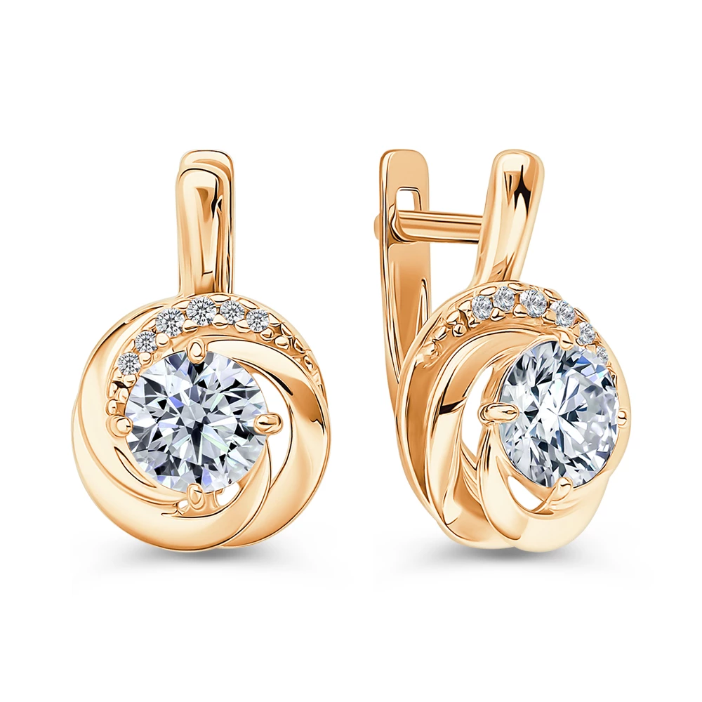 Серьги с фианитами из серебра 925 пробы