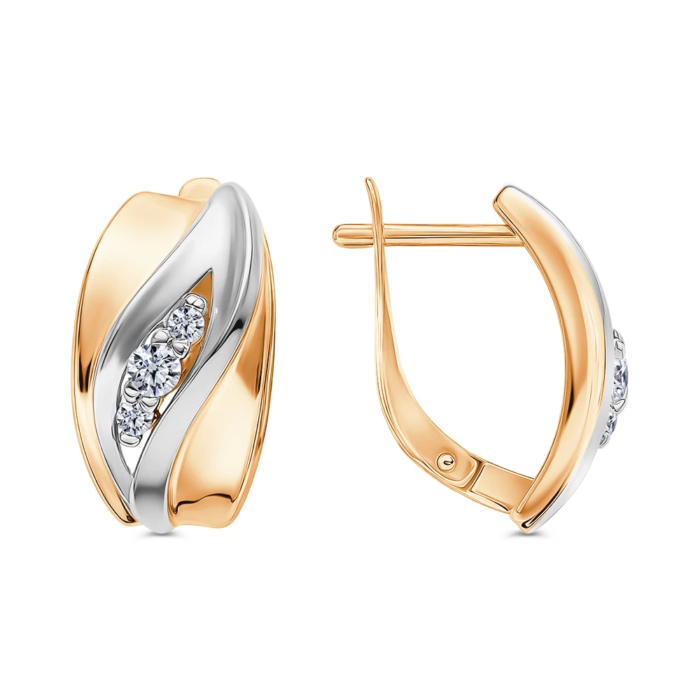 Серьги с фианитами из серебра 925 пробы
